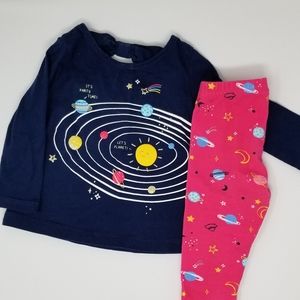 Baby Girl Long Sleeve Pant Solar System Set